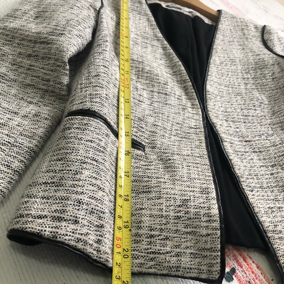 DKNYC Womens Faux-Leather Trim Tweed Jacket - Picture 5 of 7